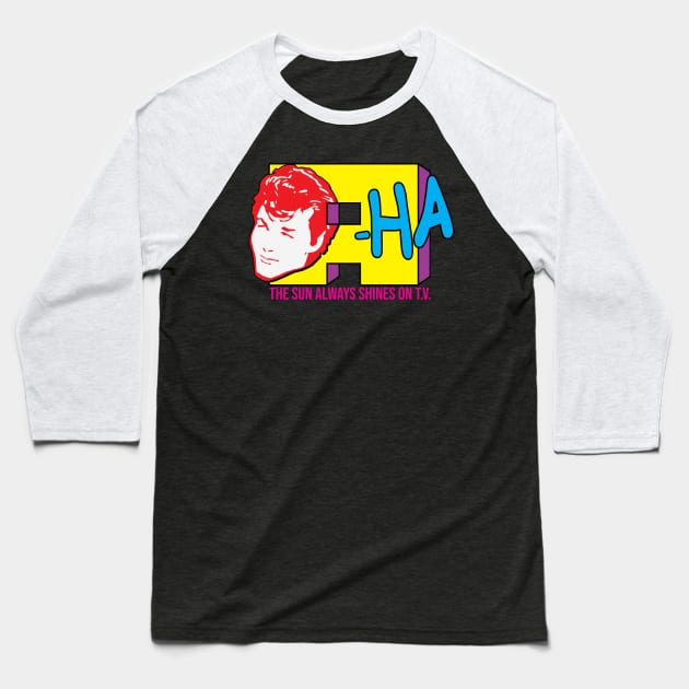 Vintage 80s A-Ha T.V. FanArt Design Baseball T-Shirt by darklordpug